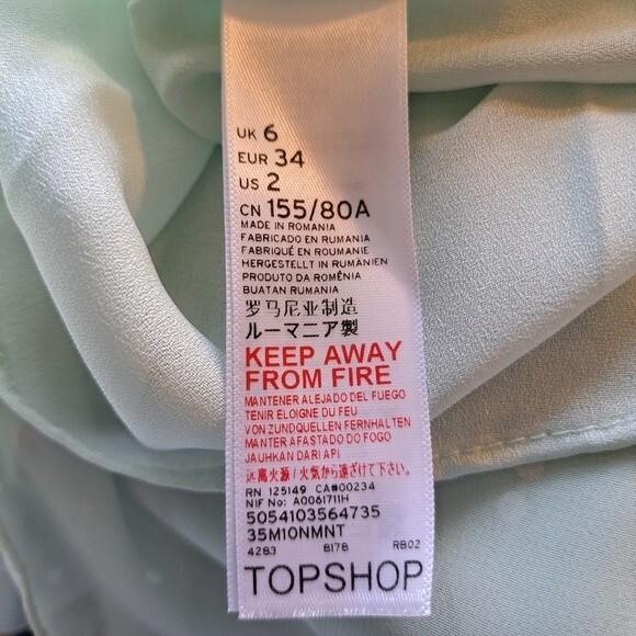 Topshop Spring Gore Evening Prom Dress Maxi Metallic Twist Mint Green  -… - Picture 10 of 12